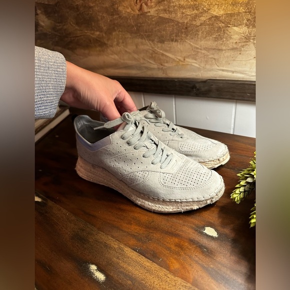 Women's Grey Suede Espadrille Sneakers Platform Lace Up Comfort Casual Shoes 8 - Picture 2 of 4